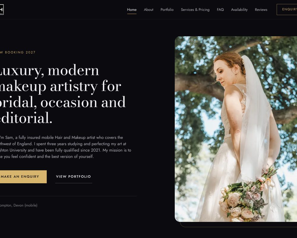 Samantha Hall Hair & Makeup website